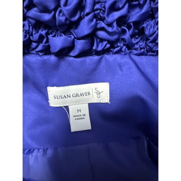Susan Graver Womens Puckered Collar Royal Blue Full-Zip Jacket Size M - Picture 6 of 9